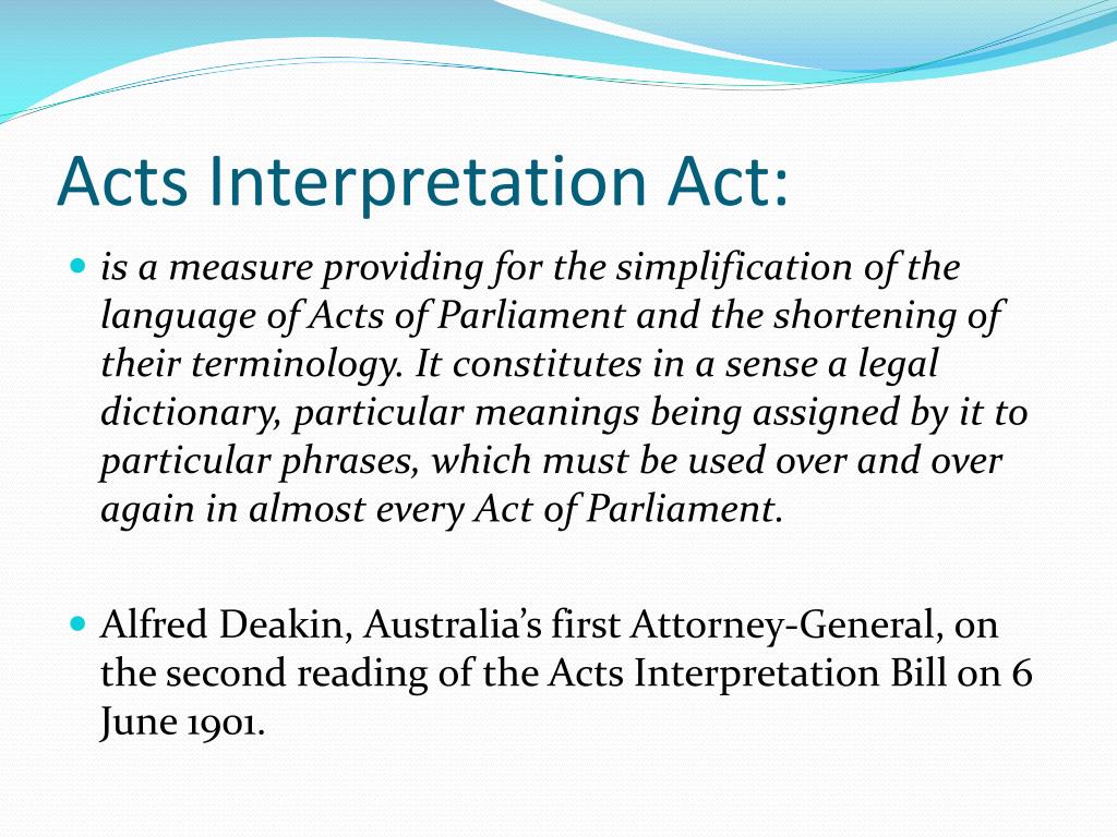PPT Role of Statutory Interpretation legislation PowerPoint