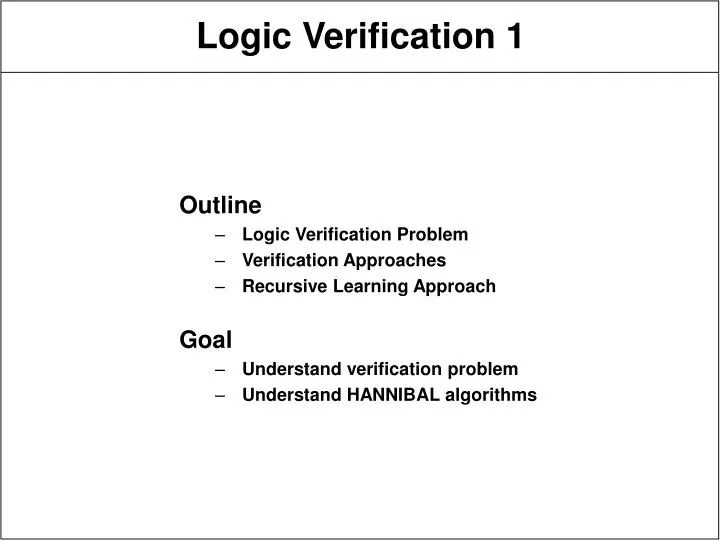 PPT Logic Verification 1 PowerPoint Presentation, free download ID