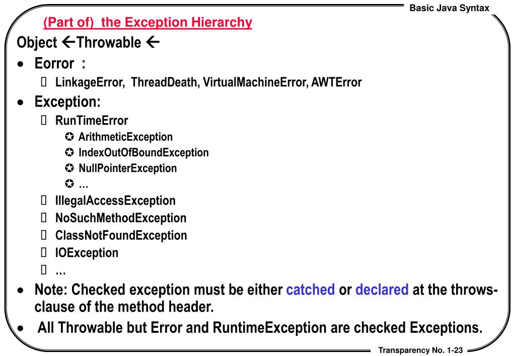 PPT Lecture 3.3. Java Exception Handling PowerPoint Presentation