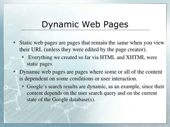 PPT Dynamic Web Pages PowerPoint Presentation ID4643384