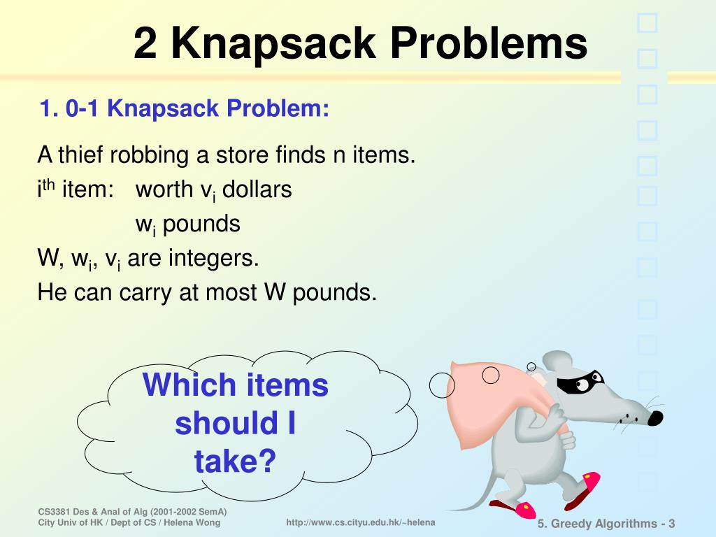 Knapsack problem explained cfladeg