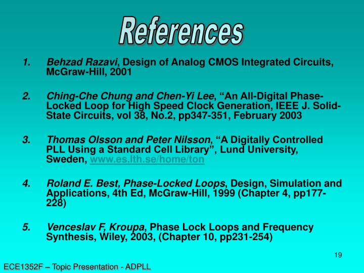 Ppt Ece1352f Topic Presentation Adpll Powerpoint Presentation
