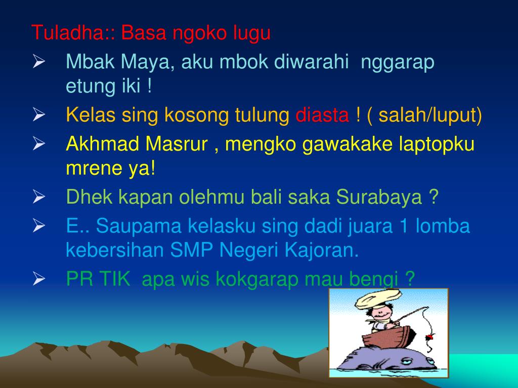 Contoh Basa Ngoko Alus