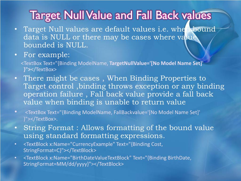 Binding Target Null Value at Bette Reese blog