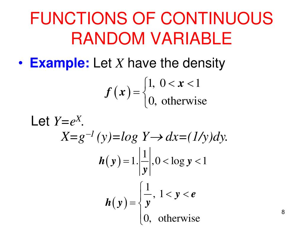 PPT TRANSFORMATION OF FUNCTION OF A RANDOM VARIABLE PowerPoint