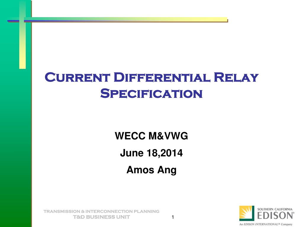 PPT Current Differential Relay Specification PowerPoint Presentation