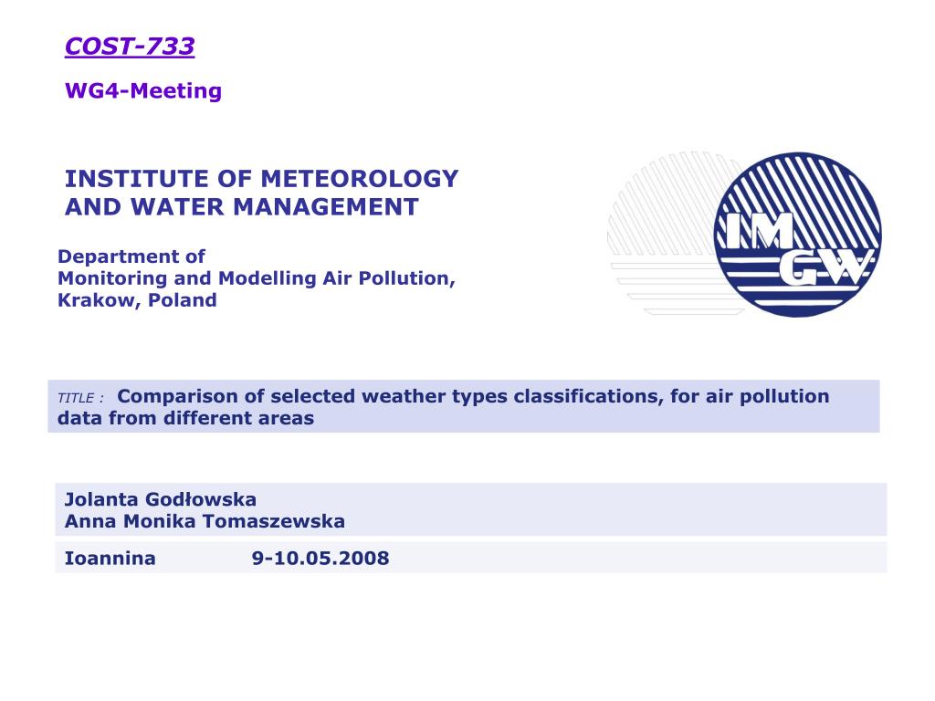 PPT Department of Monitoring and Model l ing Air Pollution, Krakow