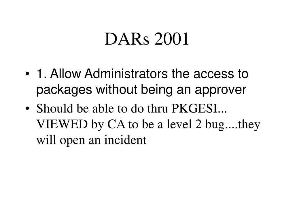 PPT DARs 2001 PowerPoint Presentation, free download ID4682276