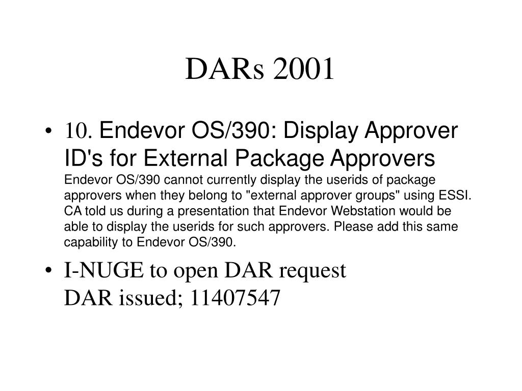 PPT DARs 2001 PowerPoint Presentation, free download ID4682276