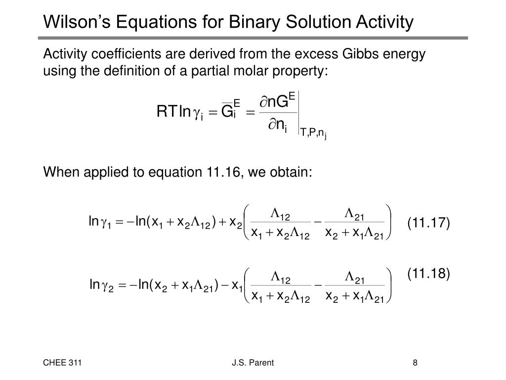 PPT 7. Excess Gibbs Energy Models PowerPoint Presentation, free download ID4685383