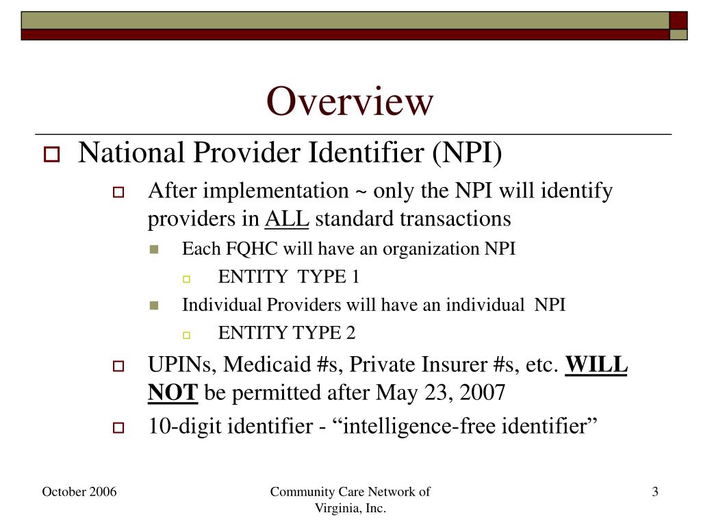 Connect for Health Type 1 Npi