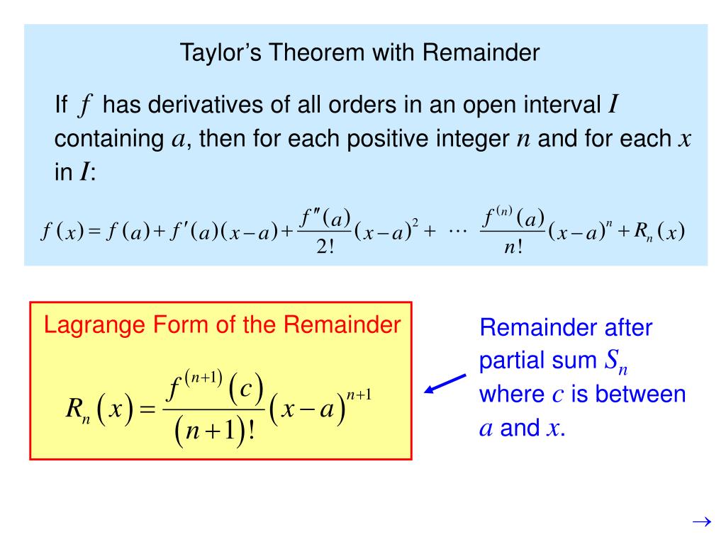 PPT 9.3 Taylor’s Theorem Error Analysis for Series PowerPoint