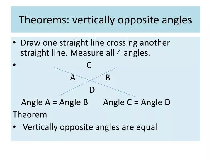 PPT Theorems vertically opposite angles PowerPoint Presentation