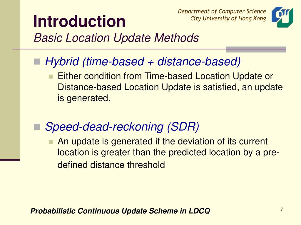 PPT Probabilistic Continuous Update Scheme in Location Dependent