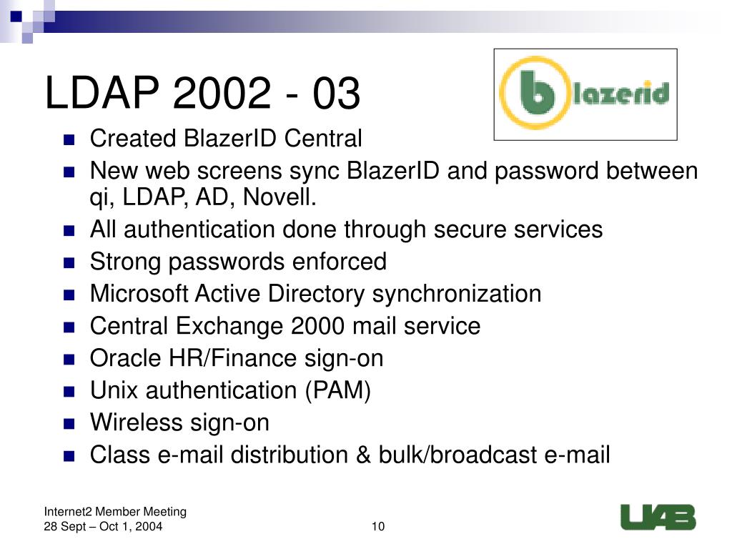 PPT UAB NMI Testbed Program Integrated Directory Services Grid