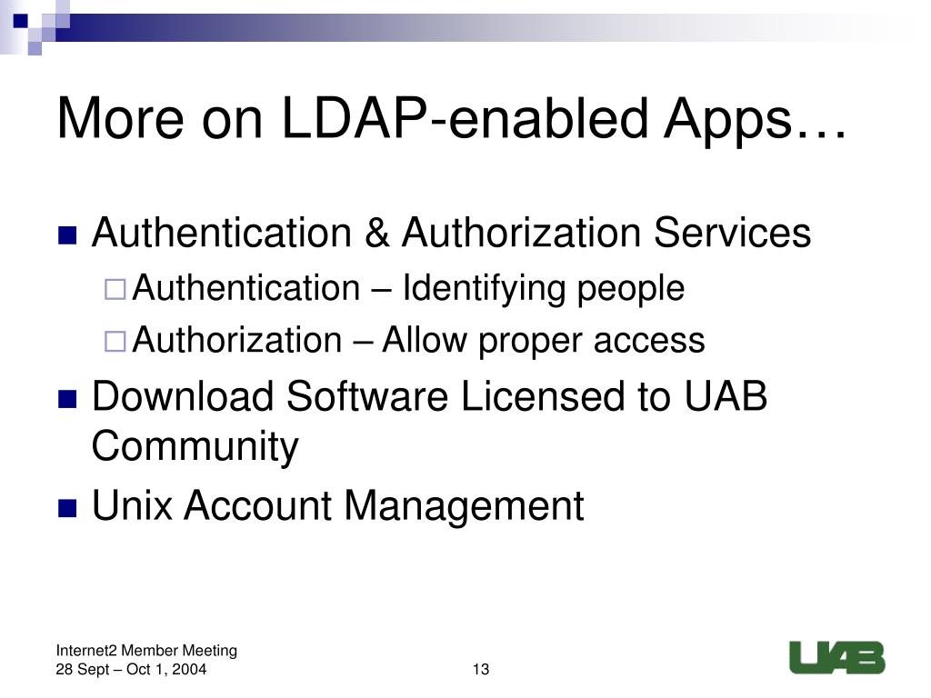 PPT UAB NMI Testbed Program Integrated Directory Services Grid