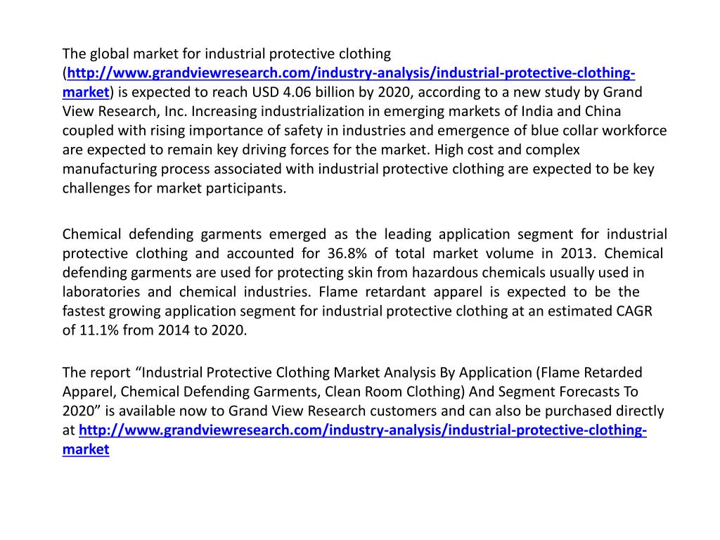PPT Industrial Protective Clothing Market Trends,Forecast to 202