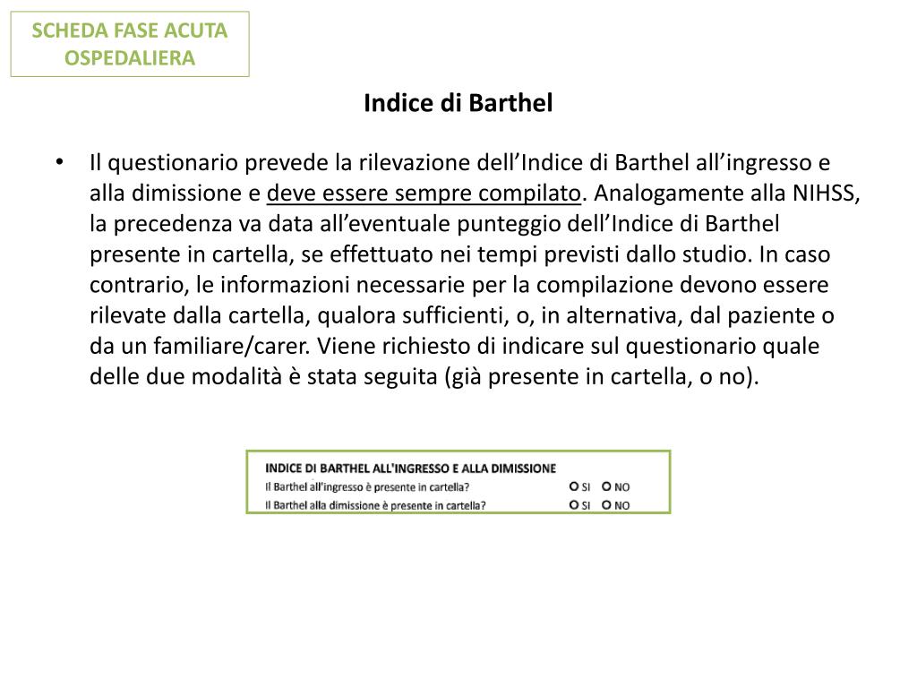 Barthel Index Valutazione delle attività quotidiane EOC