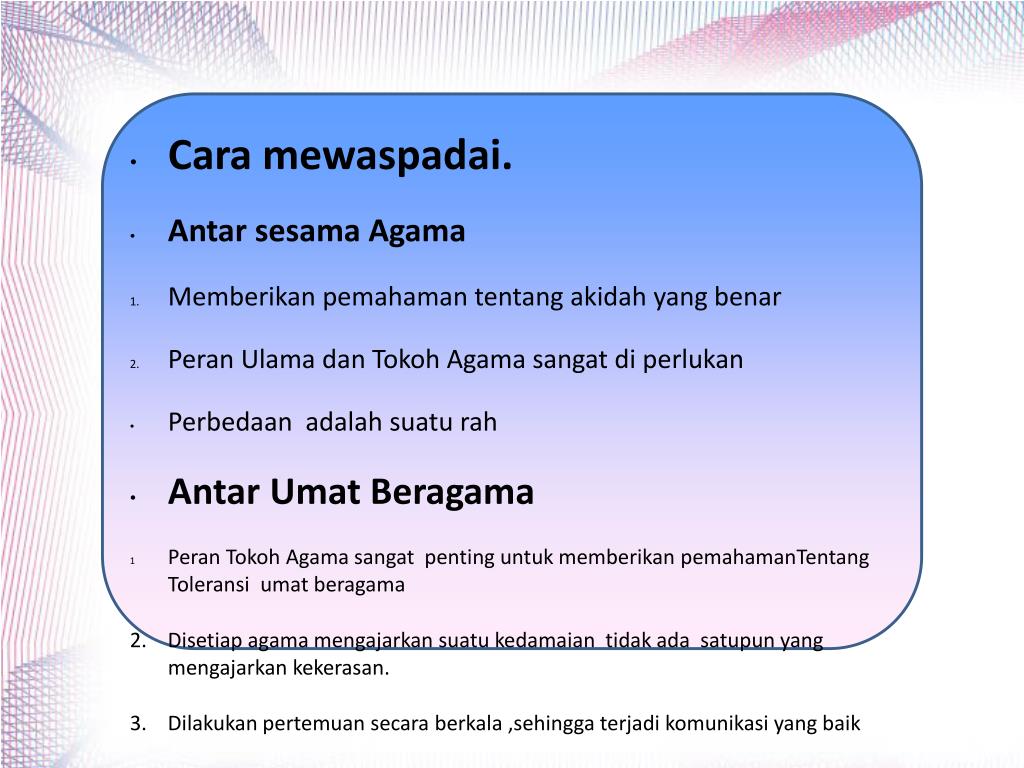 PPT STRATEGI DAN UPAYA MEWASPADAI SERTA MENCEGAH KONFLIK ANTAR UMAT