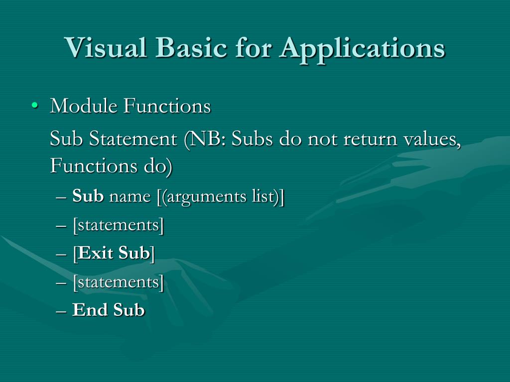 PPT Visual Basic for Applications PowerPoint Presentation, free