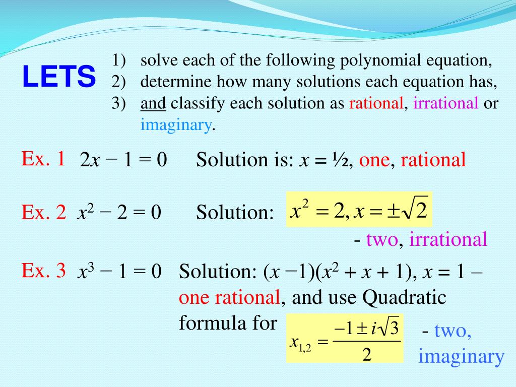 PPT Section 2.7 The Fundamental Theorem of Algebra PowerPoint