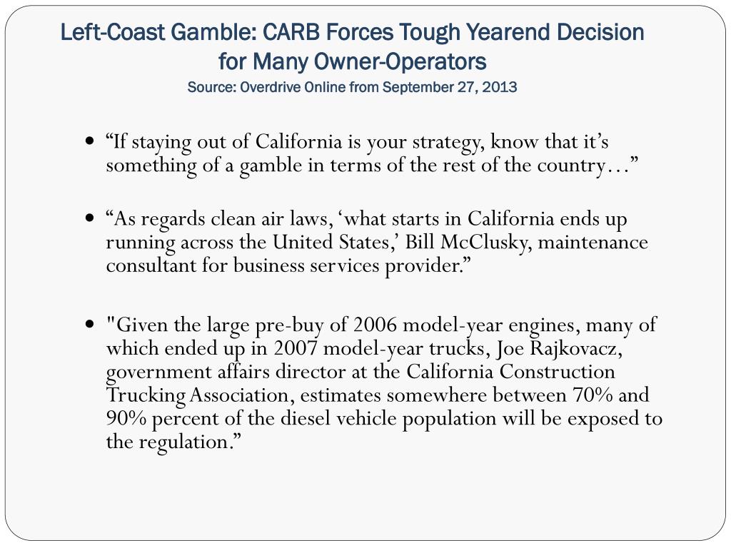 PPT California Air Resources Board (CARB) Diesel Regulations CMSA
