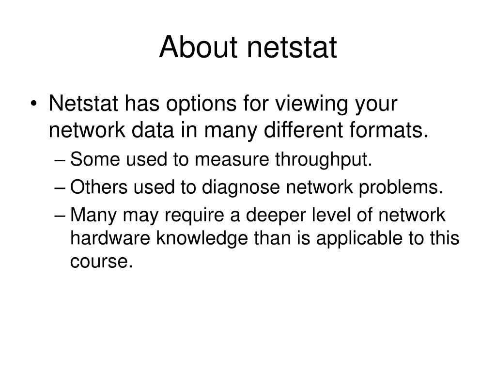 PPT Using netstat for Performance Analysis PowerPoint Presentation