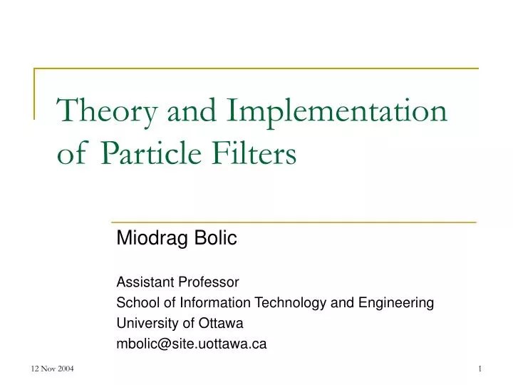 PPT Theory and Implementation of Particle Filters PowerPoint