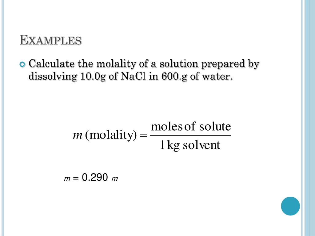 PPT Solution Concentration Mass Percent, Molality and Mole Fraction