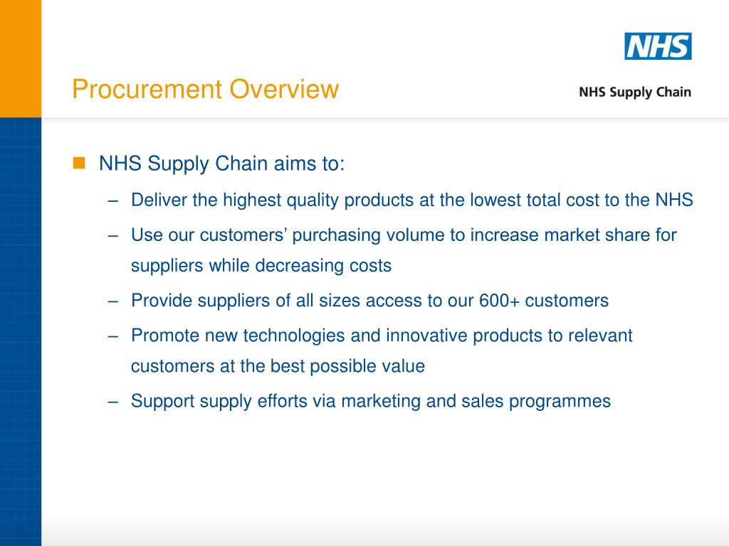 PPT An Introduction NHS Supply Chain PowerPoint Presentation, free
