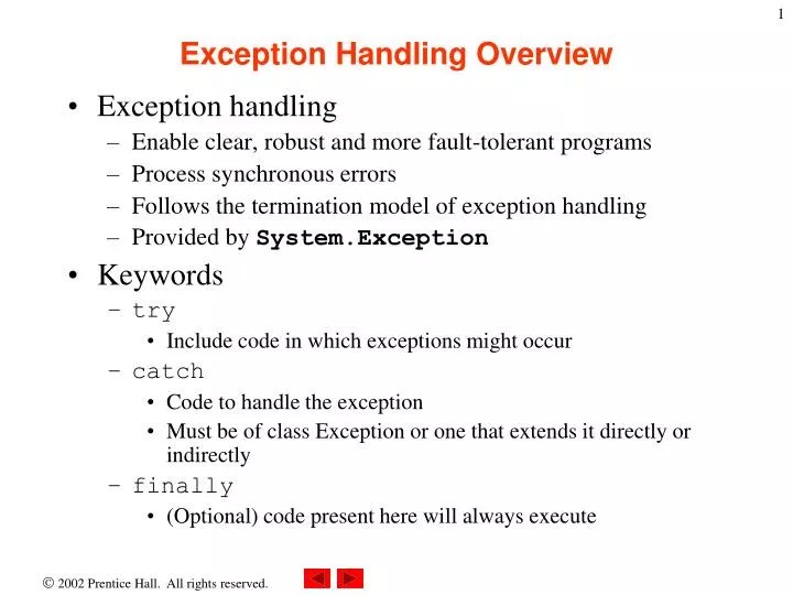 PPT Exception Handling Overview PowerPoint Presentation, free