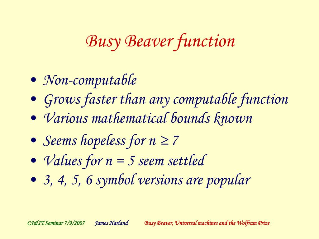PPT Busy Beaver, Universal Machines and the Wolfram Prize PowerPoint