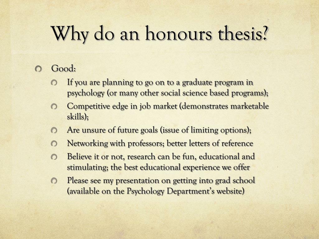 PPT Psychology Honours Thesis Information Session PowerPoint
