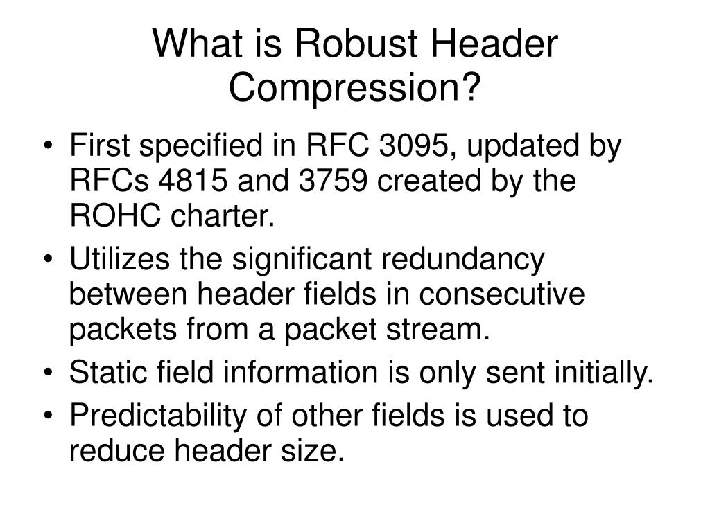 PPT Robust Header Compression (ROHC) ‏ PowerPoint Presentation, free