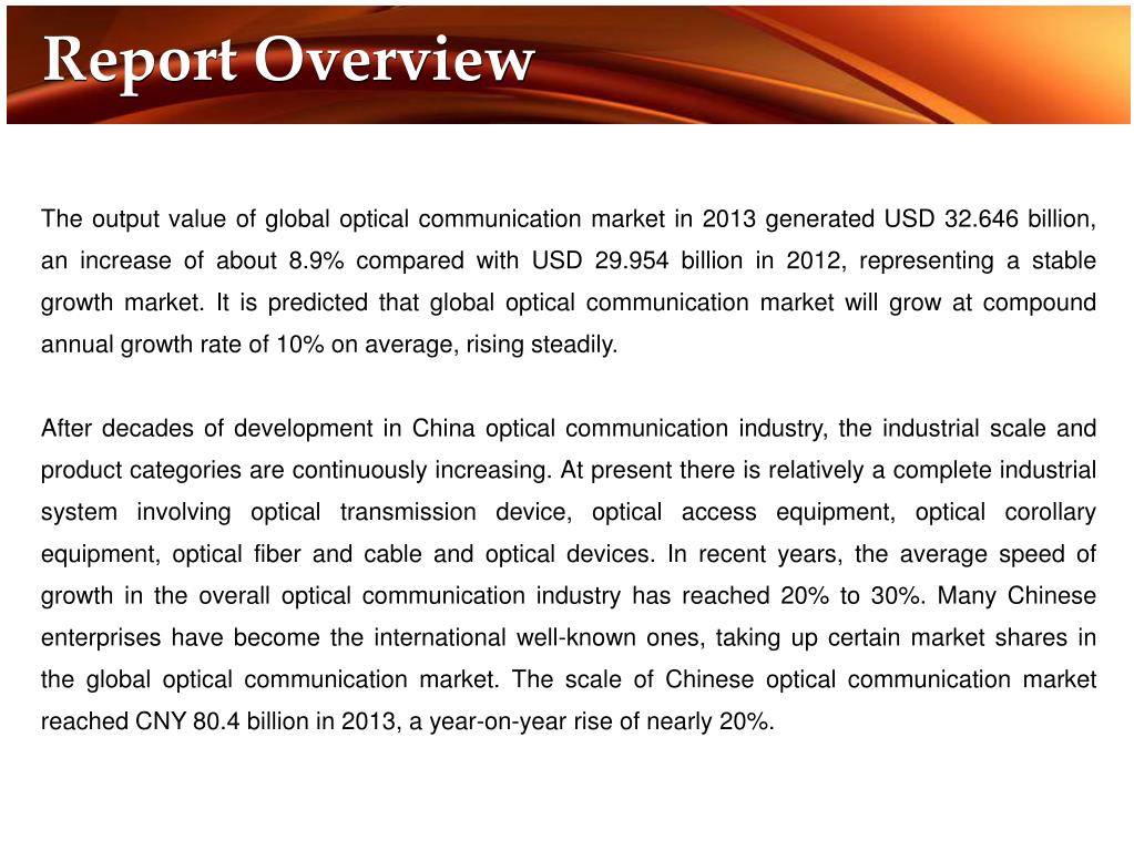 PPT China Optical Communication MarketSize 2014 PowerPoint