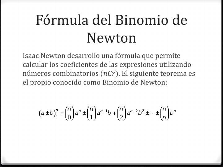 PPT Binomio de Newton PowerPoint Presentation ID4832439