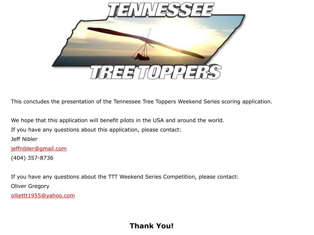 PPT Tennessee Tree Toppers Weekend Series Scoring  Application