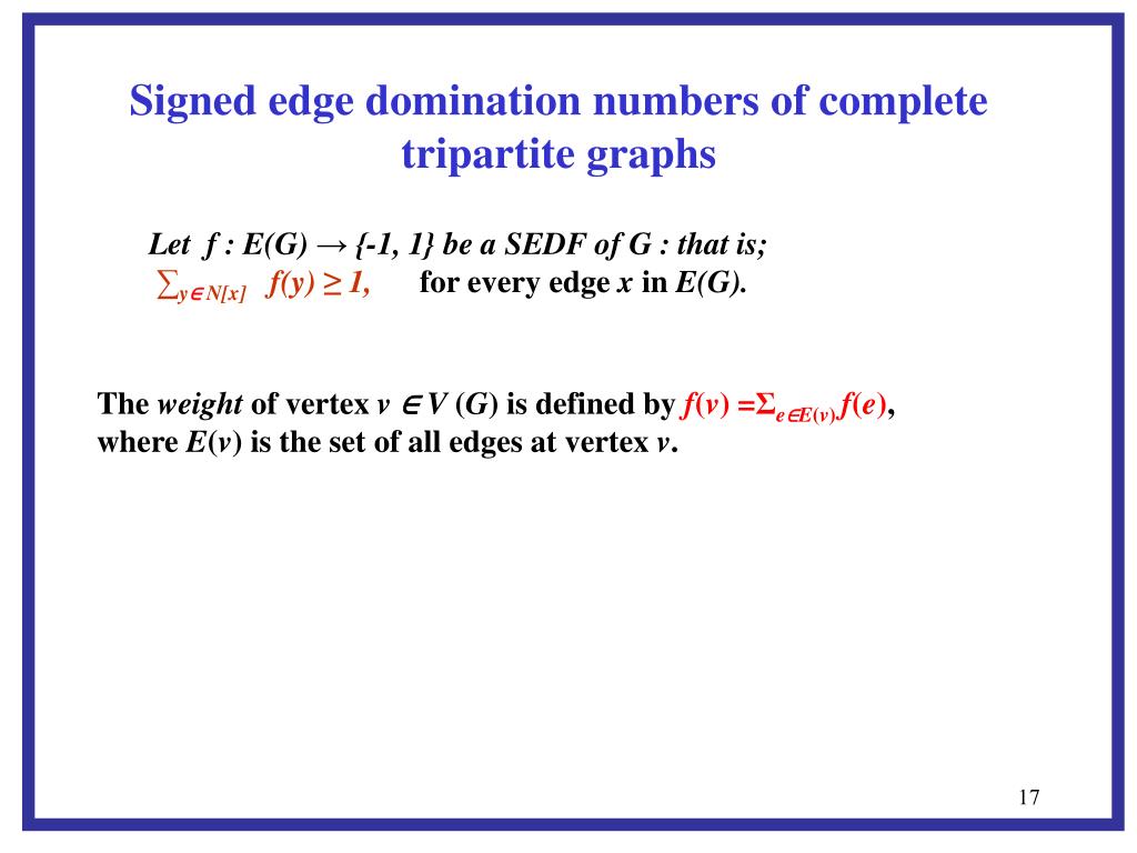 PPT Signed edge domination numbers of complete tripartite graphs