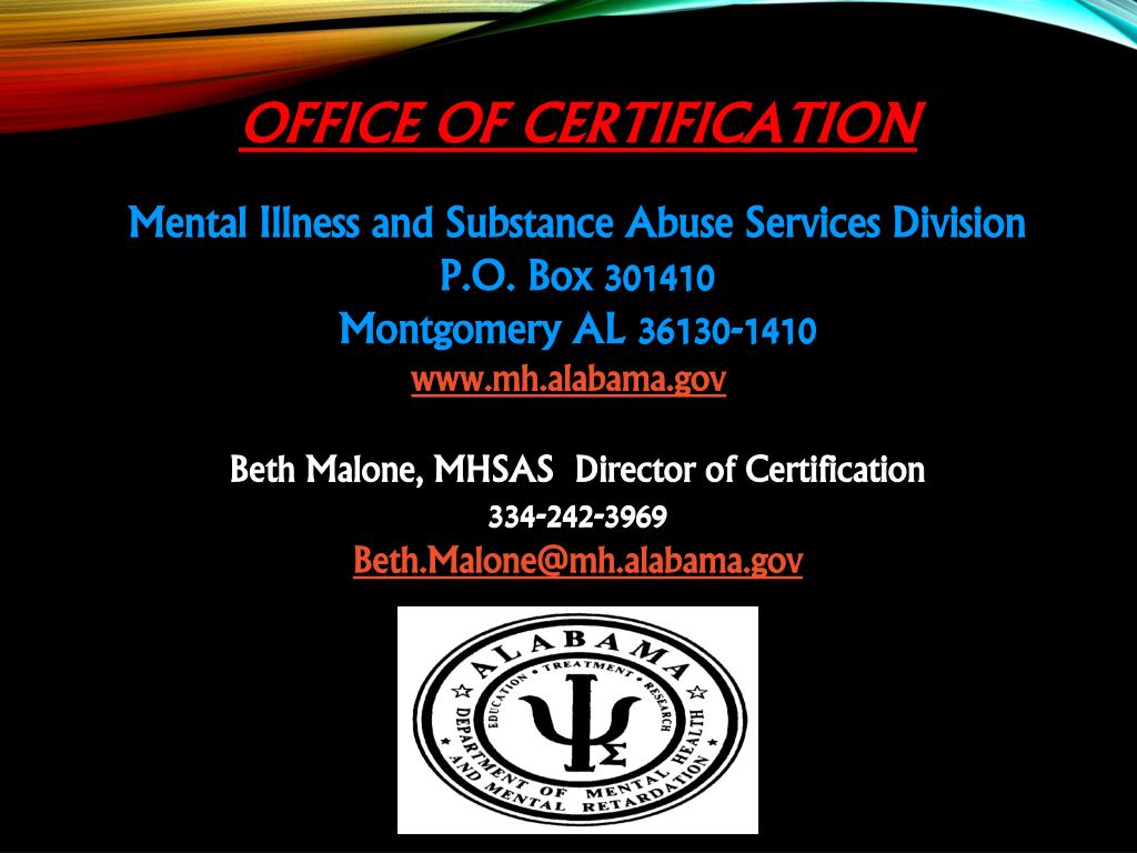 PPT Office of Certification Mental Illness and Substance Abuse
