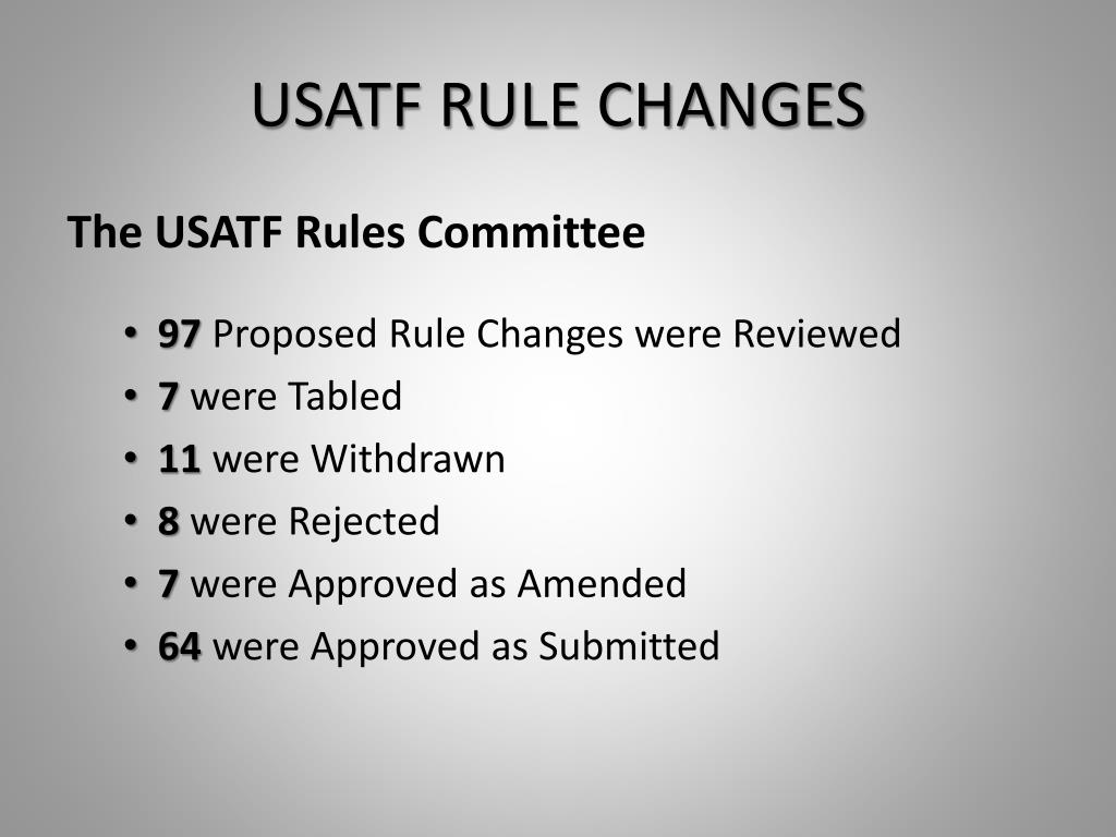 PPT 2014 USA TRACK & FIELD RULES OF COMPETITION CHANGES PowerPoint