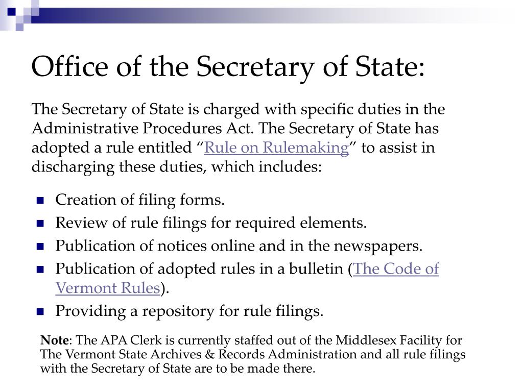 PPT Vermont Administrative Procedures Act PowerPoint Presentation