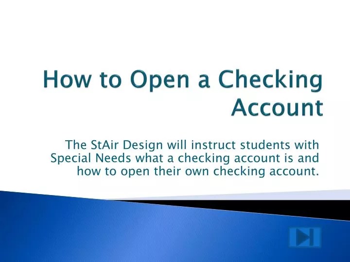 PPT How to Open a Checking Account PowerPoint Presentation, free