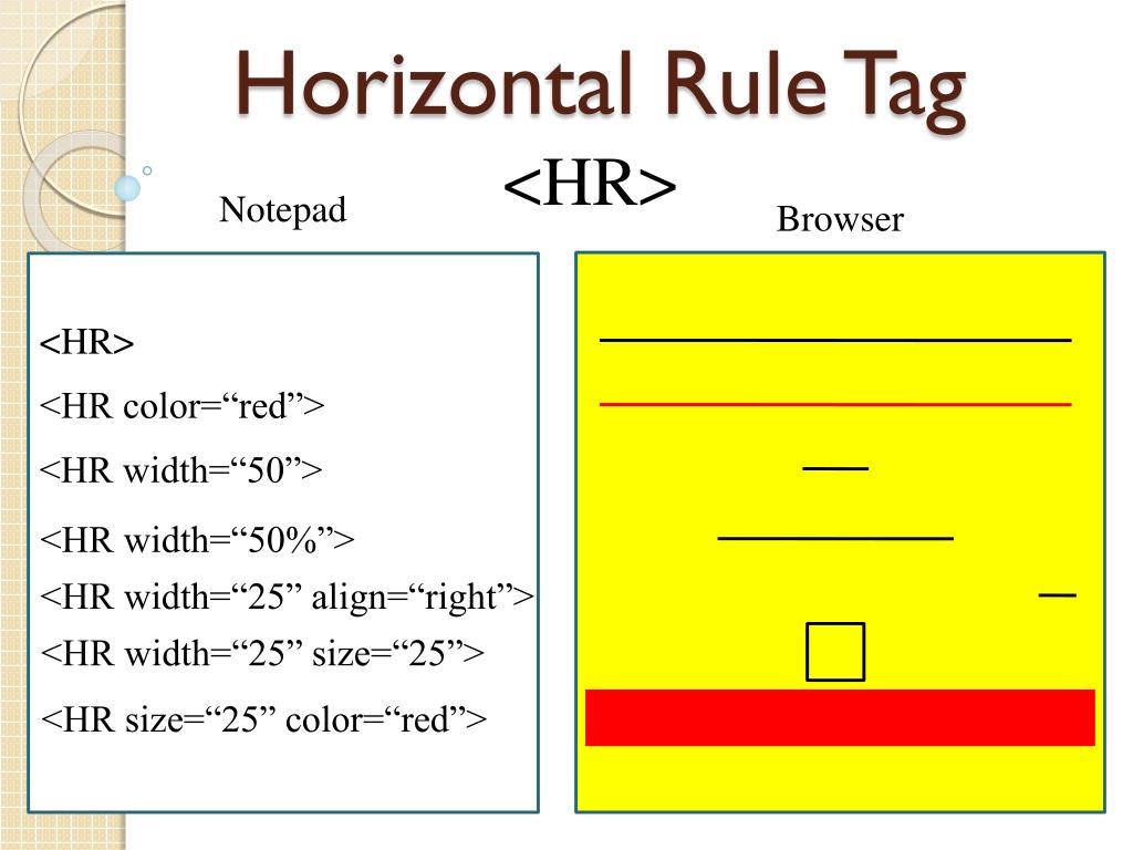 PPT Horizontal Rule Tag PowerPoint Presentation, free