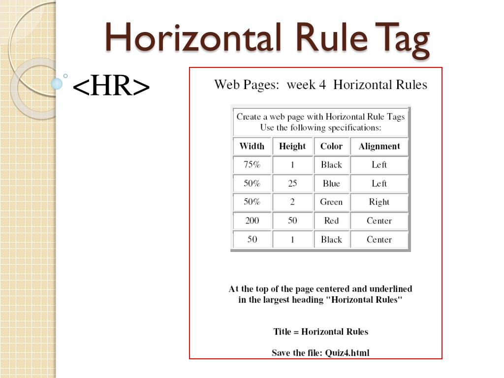 PPT Horizontal Rule Tag PowerPoint Presentation, free