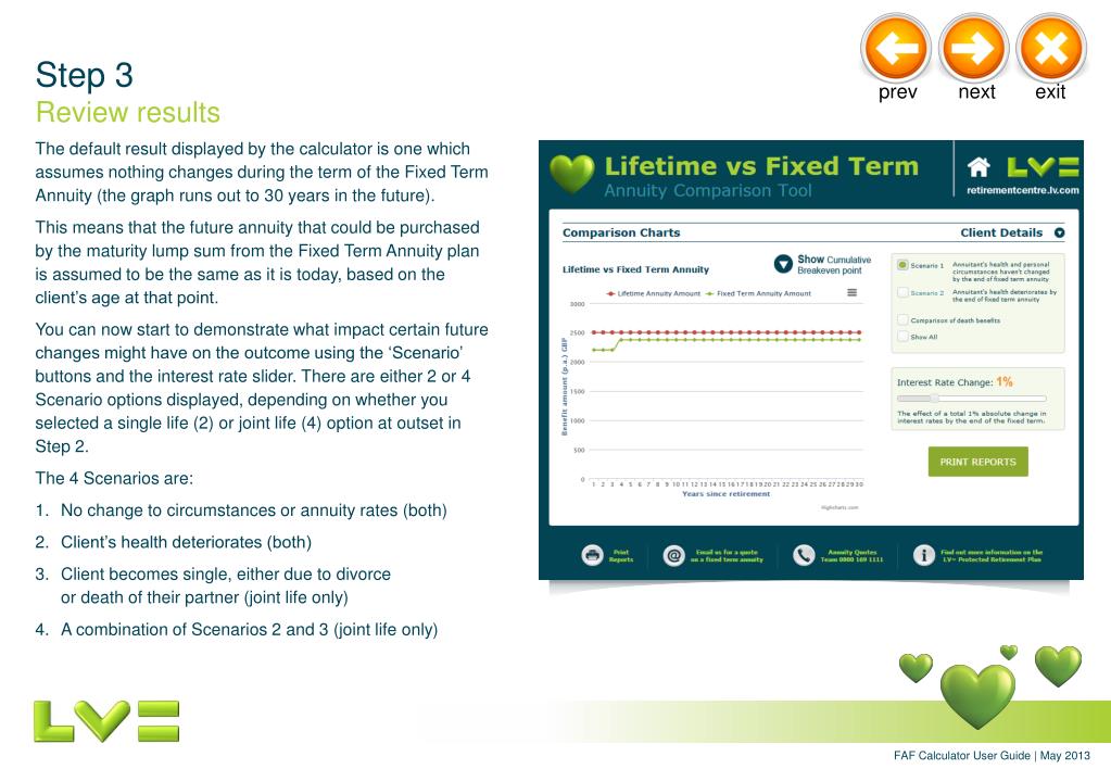 PPT Fixed Term Annuity v Lifetime Annuity Calculator user guide