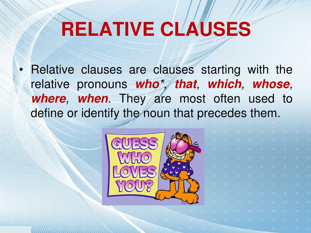 PPT RELATIVE CLAUSES PowerPoint Presentation, free download ID4876078