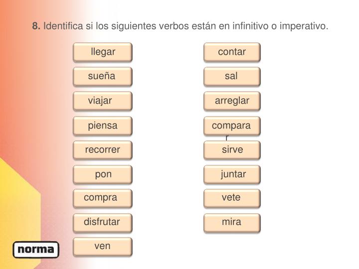 PPT Verbos en infinitivo e imperativo para dar