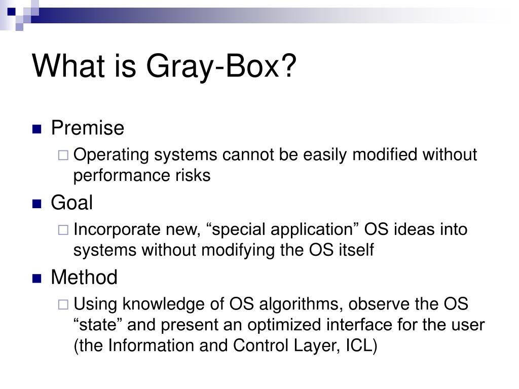 PPT Information and Control in GrayBox Systems PowerPoint