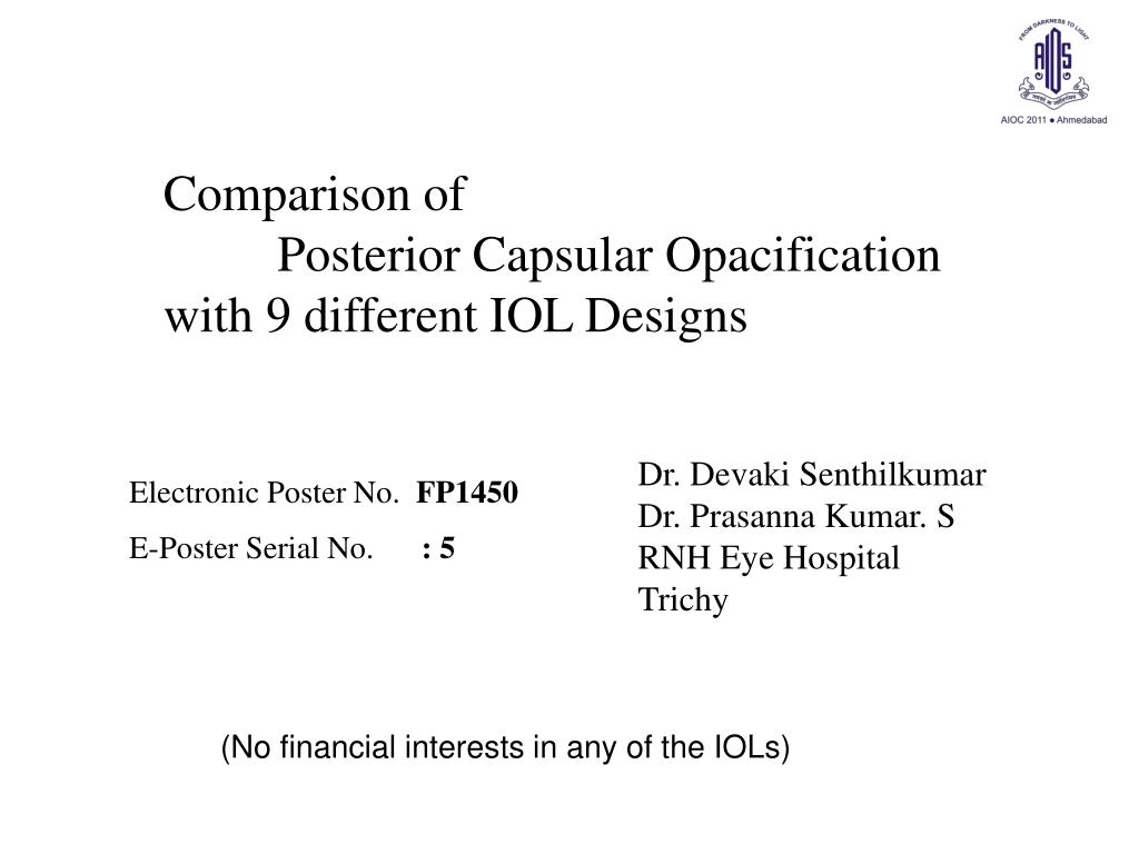 PPT Comparison of Posterior Capsular Opacification with 9 different