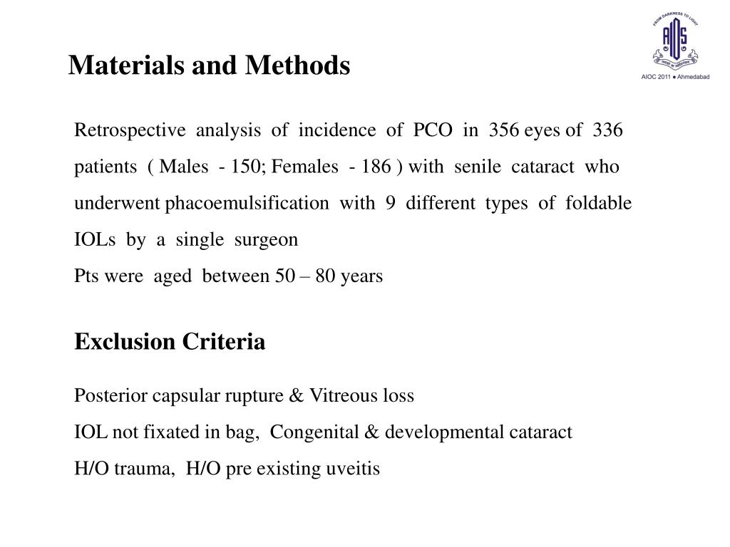 PPT Comparison of Posterior Capsular Opacification with 9 different